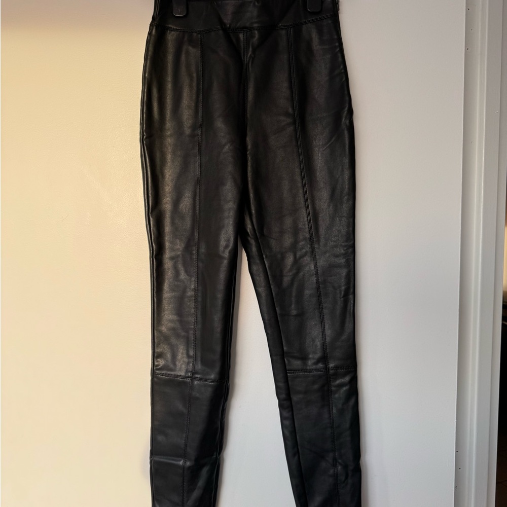 Topshop Black faux Leather High-Waisted Pants